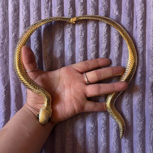 Gold Snake Choker Necklace - Picture 3 of 4